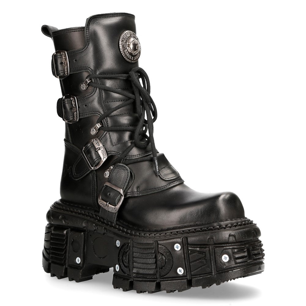 New Rock M-TANK373-S1 Metallic Combat Platform Boot – Bold & Industrial