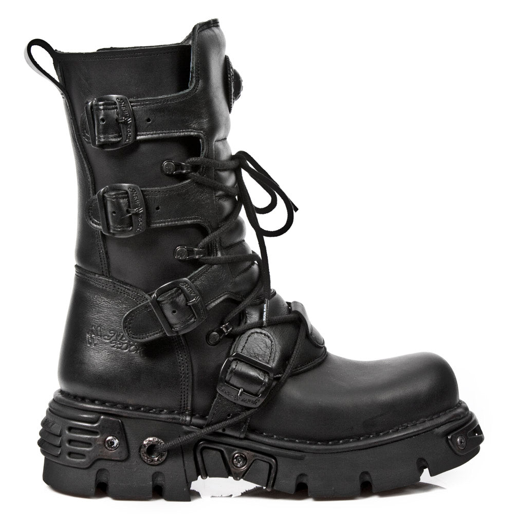 New Rock M-373-S18 Reactor Mid-Calf Boot – Buckled Metal Hybrid