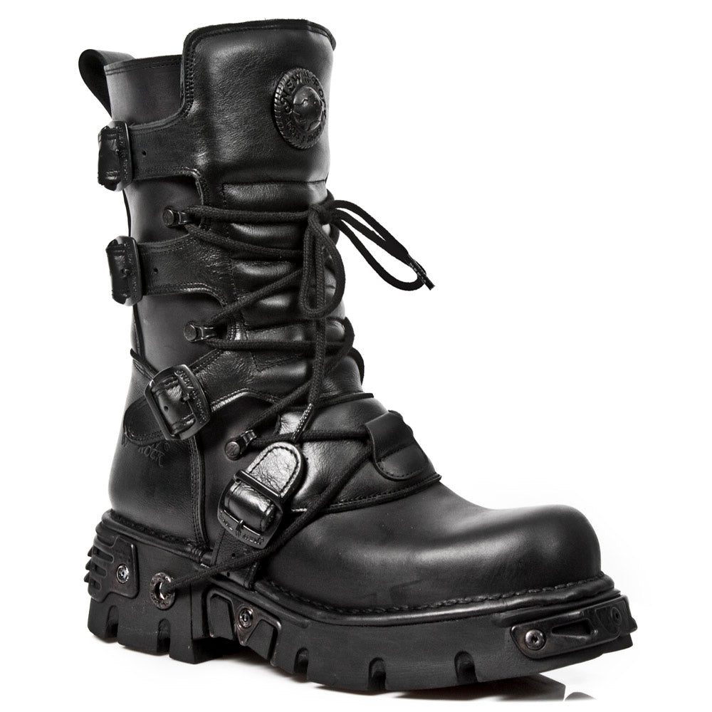 New Rock M-373-S18 Reactor Mid-Calf Boot – Buckled Metal Hybrid