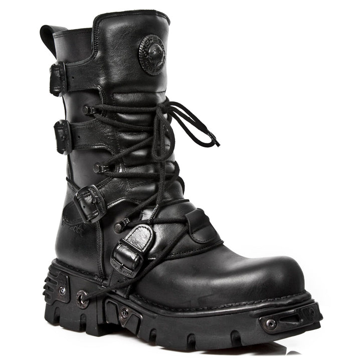 New Rock M-373-S18 Reactor Mid-Calf Boot – Buckled Metal Hybrid