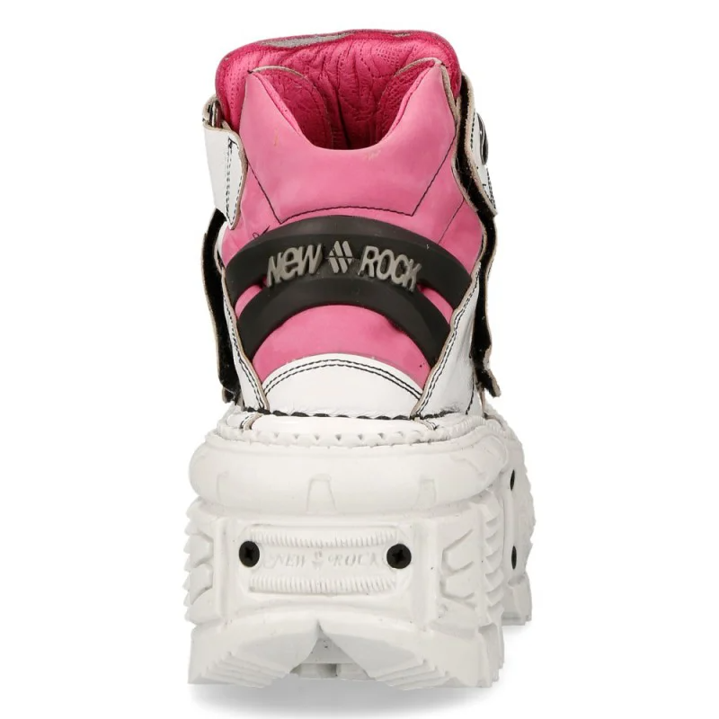 New Rock M-TANK008-C6 White and Pink Leather Platform Shoe – New Rock ...